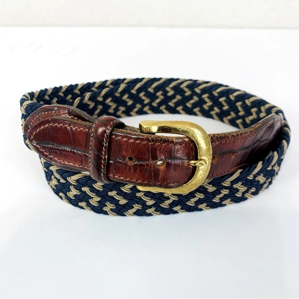 Crookhorn Blue/Tan Stretch Web Belt Size L